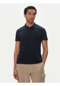 Aeronautica Militare Polo 251PO1855J679 Granatowy Regular Fit. Typ kołnierza: polo. Kolor: niebieski. Materiał: len #1