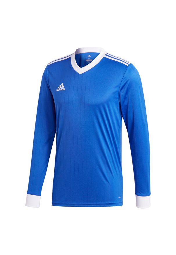Adidas - Tabela 18 Jersey dł.rękaw 457. Kolor: niebieski, wielokolorowy, biały. Materiał: jersey. Sport: piłka nożna