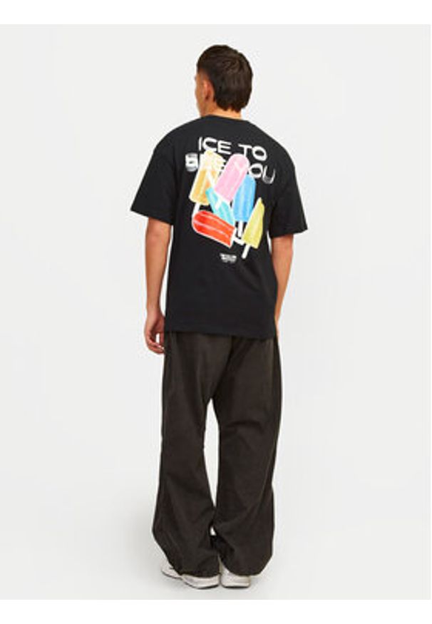 Jack & Jones - Jack&Jones T-Shirt Jorfrutti 12256926 Czarny Wide Fit. Kolor: czarny. Materiał: bawełna
