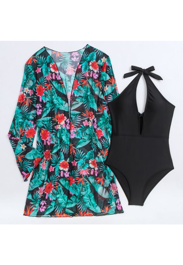 Intica - Strój kąpielowy jednoczęściowy z wygodnym krojem na plażę i basen Aili. Kolor: wielokolorowy. Materiał: materiał