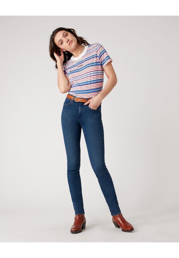 Wrangler - DAMSKIE SPODNIE JEANSOWE WRANGLER SLIM VINTAGE INK W28LGD18I 112128386. Styl: vintage