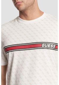 Guess - GUESS Biały męski t-shirt w monogram James, Rozmiar XXL. Okazja: na co dzień. Kolor: biały. Styl: casual #2