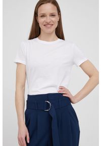 Armani Exchange t-shirt bawełniany kolor biały. Kolor: biały. Materiał: bawełna. Długość rękawa: krótki rękaw. Długość: krótkie. Wzór: gładki