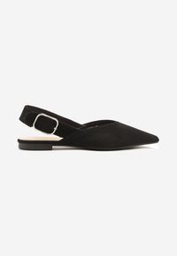 Renee - Czarne Sandały Vices Typu Slingback z Wkładką ze Skóry Naturalnej Rallora. Okazja: na co dzień, na spacer. Zapięcie: sprzączka. Kolor: czarny. Materiał: skóra. Wzór: nadruk. Obcas: na obcasie. Styl: elegancki, casual. Wysokość obcasa: średni #3