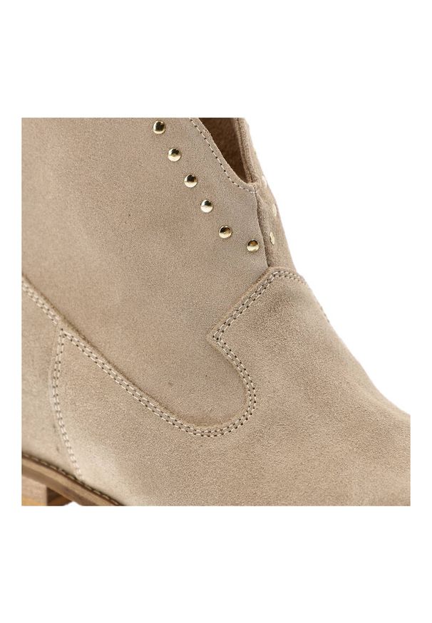 Beżowe Botki Kowbojskie Armodo Modne Buty Damskie. Okazja: na co dzień. Kolor: beżowy. Materiał: skóra. Styl: casual, elegancki