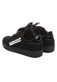 Born2be - Czarne Sneakersy Margaric. Nosek buta: okrągły. Kolor: czarny. Materiał: skóra. Wzór: aplikacja. Obcas: na płaskiej podeszwie #3