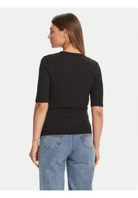 TOMMY HILFIGER - Tommy Hilfiger Bluzka WW0WW47308 Czarny Slim Fit. Kolor: czarny. Materiał: wiskoza #5