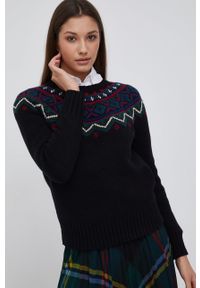 Lauren Ralph Lauren Sweter wełniany damski kolor czarny. Okazja: na co dzień. Kolor: czarny. Materiał: wełna. Długość rękawa: długi rękaw. Długość: długie. Styl: casual #1
