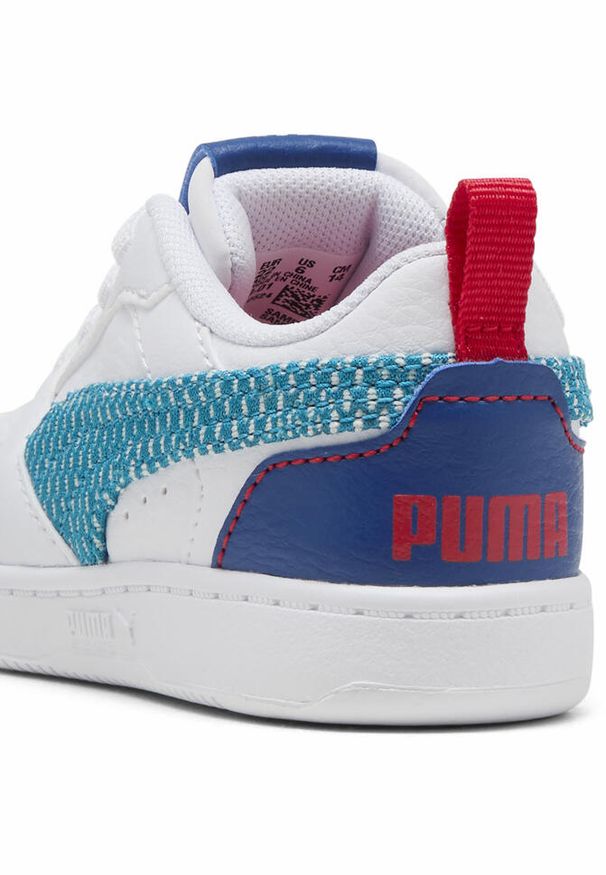 Puma - Sneakersy dla małych dzieci Rebound V6 Low Run Fun PUMA. Kolor: biały, niebieski, wielokolorowy. Sezon: lato. Sport: bieganie