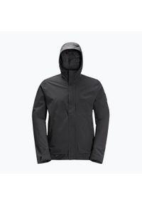 Kurtka przeciwdeszczowa męska Jack Wolfskin Mainkai. Kolor: czarny. Sport: turystyka piesza