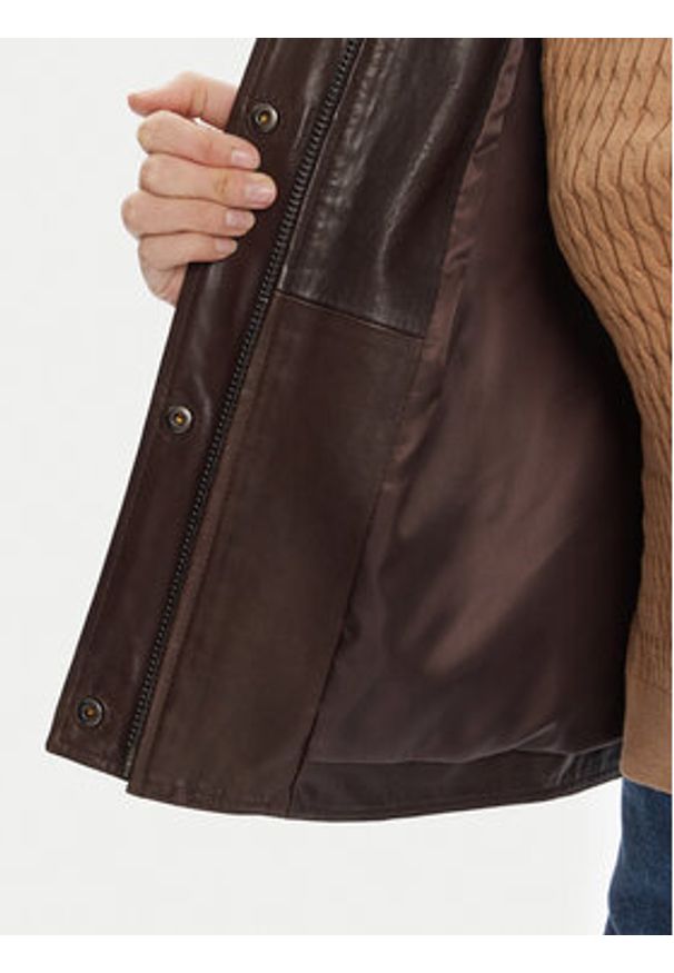 Weekend Max Mara Kurtka skórzana Berbice 2525446021 Brązowy Regular Fit. Kolor: brązowy. Materiał: skóra