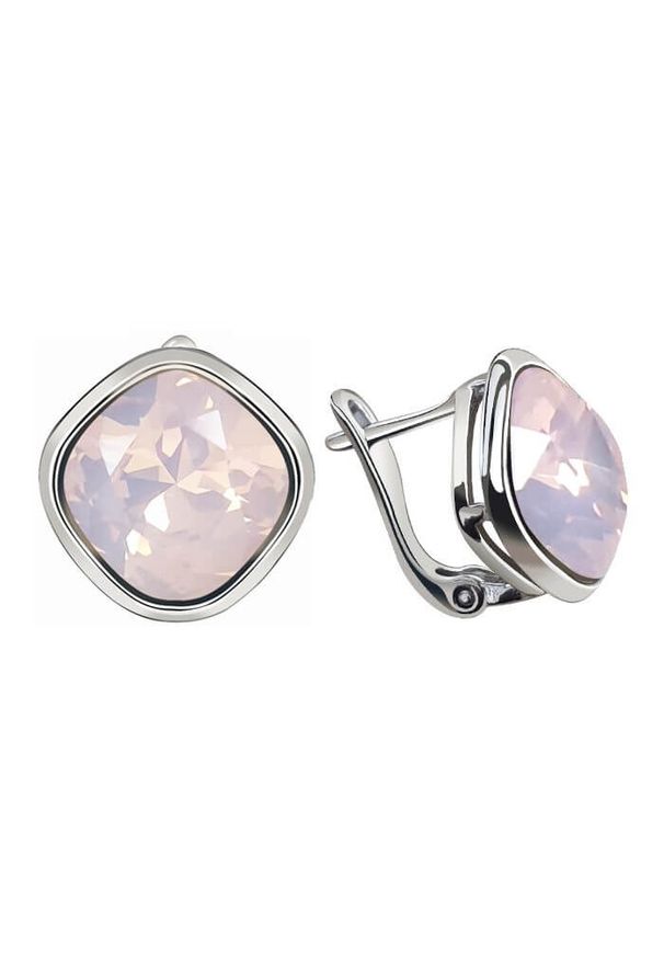 Polcarat Design - Rodowane srebrne kolczyki z kryształami Swarovski K3 2092. Materiał: srebrne. Kolor: srebrny. Wzór: aplikacja. Kamień szlachetny: kryształ