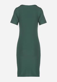 Born2be - Zielona Casualowa Sukienka z Bawełną Lumelisse. Okazja: na co dzień. Kolor: zielony. Materiał: bawełna. Typ sukienki: proste. Styl: casual #5