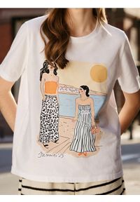 Sinsay - Koszulka z nadrukiem - biały. Kolor: biały. Wzór: nadruk #1