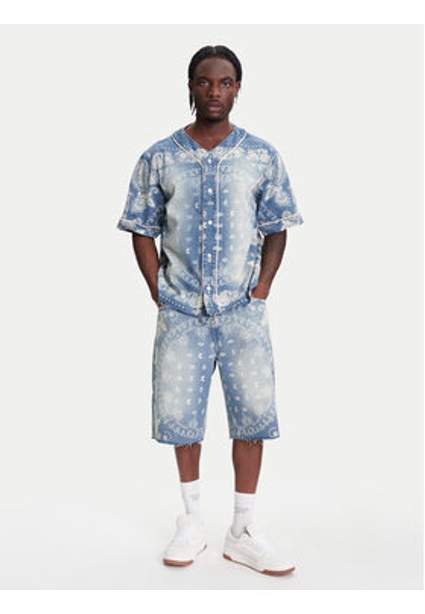 Karl Kani Koszula Paisley Denim Baseball PD00005371 Niebieski Regular Fit. Kolor: niebieski. Materiał: jeans, bawełna. Wzór: paisley