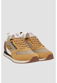 Aeronautica Militare - AERONAUTICA MILITARE Beżowo-brązowe sneakersy męskie ze skórą zamszową, Rozmiar 43. Okazja: na co dzień. Kolor: beżowy. Materiał: skóra, zamsz #1