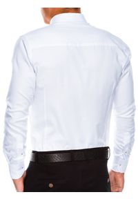 Ombre Clothing - Koszula męska z kontrastową plisą REGULAR FIT K490 - biała - XL. Typ kołnierza: button down. Kolor: biały. Materiał: bawełna, tkanina, poliester. Długość rękawa: długi rękaw. Długość: długie. Styl: elegancki #5