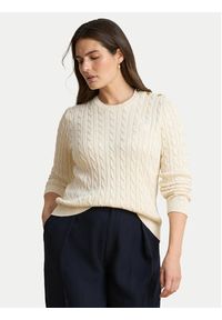 Lauren Ralph Lauren - LAUREN RALPH LAUREN Sweter 200P14039003 Kremowy Regular Fit. Kolor: kremowy. Materiał: bawełna #6