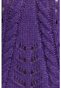 medicine - Medicine sweter damski kolor fioletowy. Kolor: fioletowy. Materiał: dzianina. Długość rękawa: długi rękaw. Długość: długie. Wzór: gładki, ze splotem #2