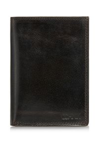 Ochnik - Skórzany niezapinany brązowy portfel męski. Kolor: brązowy. Materiał: skóra #1