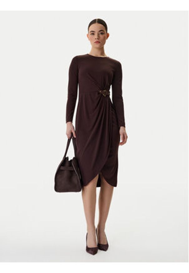 Lauren Ralph Lauren - LAUREN RALPH LAUREN Sukienka codzienna 250951397001 Brązowy Slim Fit. Okazja: na co dzień. Kolor: brązowy. Materiał: syntetyk. Typ sukienki: proste. Styl: casual