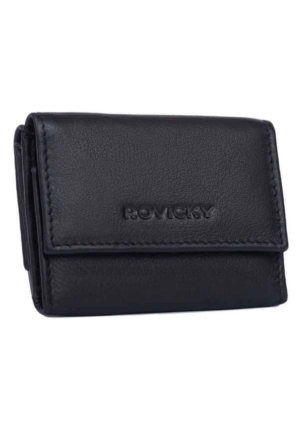 ROVICKY - Portfel damski Rovicky R-20-LFN czarny. Kolor: czarny. Materiał: skóra