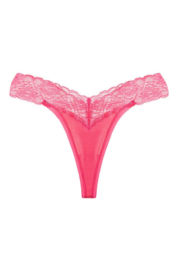 Intica - Stringi z koronkowym paskiem eleganckie i wygodne Seconda. Kolor: różowy. Materiał: koronka