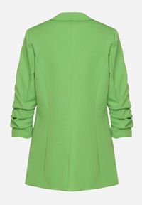 Born2be - Jasnozielona Elegancka Marynarka z Rękawami 7/8 i Ozdobnymi Klapami Novse. Okazja: na spotkanie biznesowe, na co dzień. Kolor: zielony. Styl: elegancki