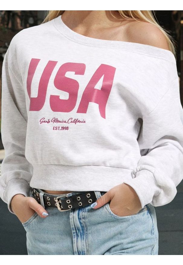 Sinsay - Bluza crewneck z napisem - szary. Kolor: szary. Wzór: napisy