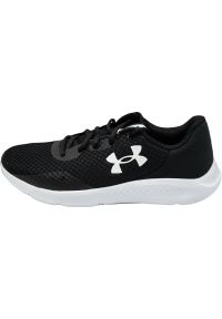 Buty do biegania męskie, Under Armour Charged Pursuit 3. Kolor: czarny, biały, wielokolorowy. Materiał: syntetyk, tkanina, materiał. Sport: bieganie