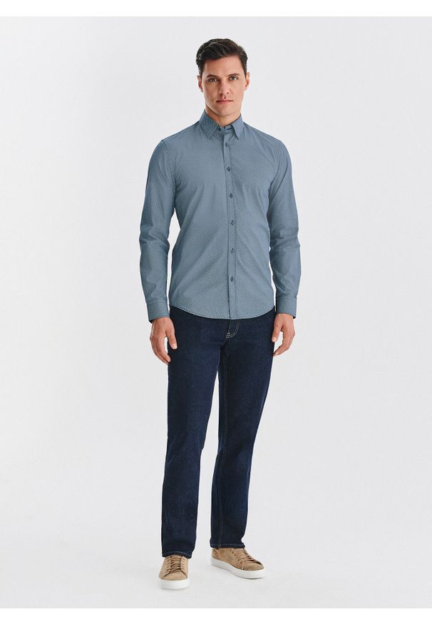 Pako Lorente - PAKO LORENTE – Bawełniana koszula w mikrowzór. Materiał: bawełna. Długość rękawa: długi rękaw. Długość: długie