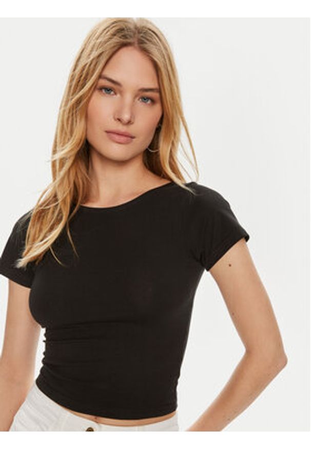 Brave Soul T-Shirt LTS-627PIXIE Czarny Straight Fit. Kolor: czarny. Materiał: bawełna
