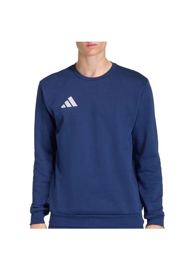 Adidas - Bluza męska adidas Entrada26 JZ6574 - granatowa. Typ kołnierza: kaptur. Kolor: niebieski. Materiał: poliester, polar, bawełna. Wzór: aplikacja. Styl: klasyczny