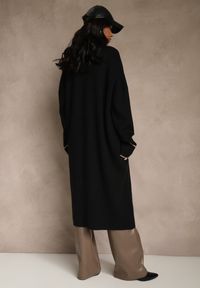 Renee - Czarny Niezapinany Kardigan o Długim Kroju z Lamówką Venisse. Okazja: na co dzień. Kolor: czarny. Materiał: jeans. Długość: długie. Styl: casual, klasyczny #4