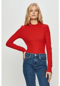 Noisy may - Noisy May - Sweter. Kolor: czerwony. Materiał: poliester, nylon, wiskoza, dzianina. Długość rękawa: długi rękaw. Długość: długie. Wzór: gładki #1