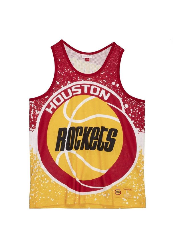 Koszulka męska bez rękawów Mitchell & Ness NBA Houston Rockets Tank Top. Kolor: czerwony, żółty, wielokolorowy. Długość rękawa: bez rękawów. Sport: koszykówka