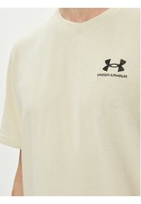 Under Armour T-Shirt Ua M Logo Emb Heavyweight Ss 1373997-273 Beżowy Loose Fit. Kolor: beżowy. Materiał: syntetyk, bawełna #4