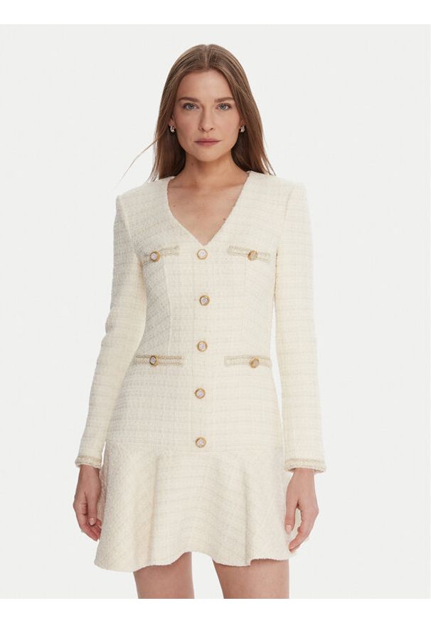 Marciano Guess Sukienka koktajlowa 5BGK36 7394A Écru Regular Fit. Materiał: syntetyk. Styl: wizytowy