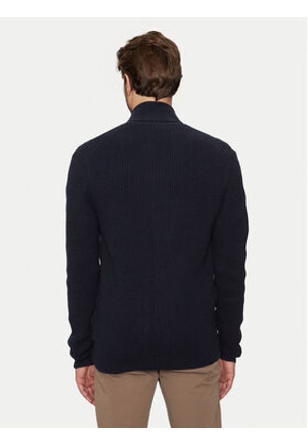 Bugatti Kardigan 7600 65567B Granatowy Regular Fit. Kolor: niebieski. Materiał: wełna