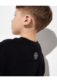 PHILIPP PLEIN KIDS - Czarna bluza z nadrukiem 4-14 lat. Kolor: czarny. Materiał: bawełna, dzianina. Długość rękawa: długi rękaw. Długość: długie. Wzór: nadruk. Sezon: lato. Styl: klasyczny #4