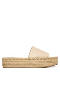 Calvin Klein Espadryle Flatf Espa Mule Lth Mg HW0HW03027 Beżowy. Kolor: beżowy. Materiał: skóra #1