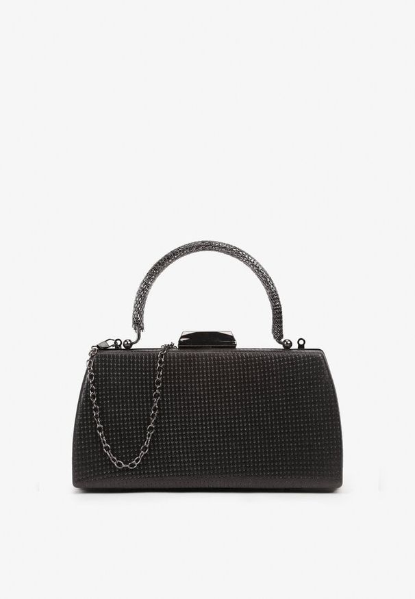 Born2be - Czarna Torebka Kopertówka z Metalową Rączką i Łańcuszkiem Xilagia. Kolor: czarny. Styl: elegancki, casual. Rodzaj torebki: na ramię