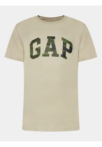 GAP - Gap T-Shirt 550338-26 Beżowy Regular Fit. Kolor: beżowy. Materiał: bawełna