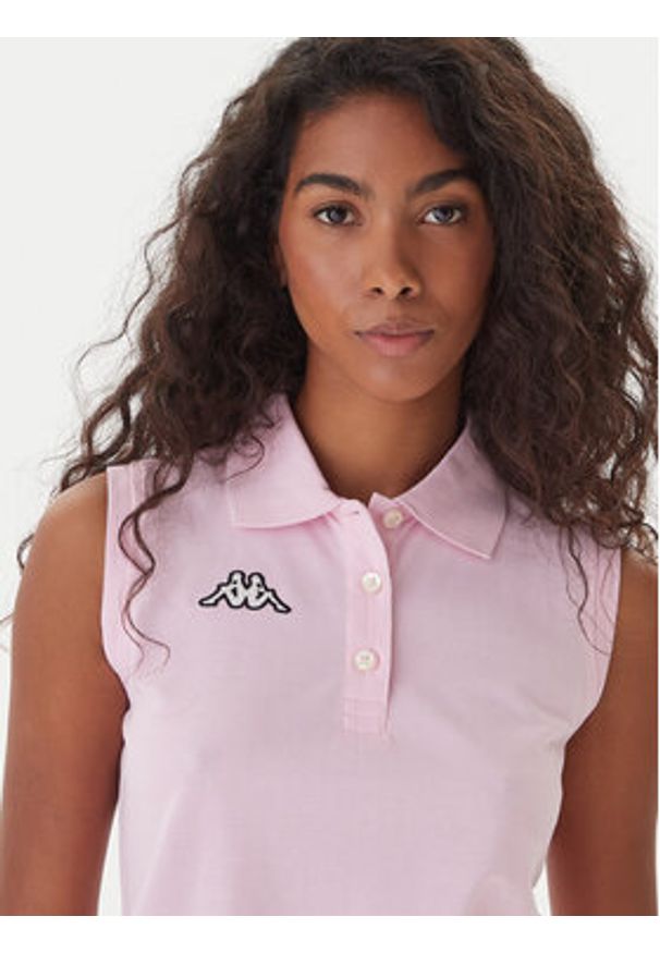 Kappa Polo Logo Tennis 302LR20 Różowy Slim Fit. Typ kołnierza: polo. Kolor: różowy. Materiał: bawełna