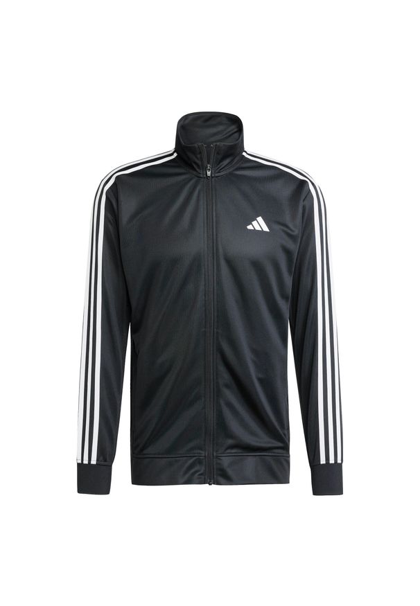 Adidas - Kurtka z dresu adidas Train Essentials 3-Stripes. Kolor: czarny. Materiał: dresówka. Sport: fitness