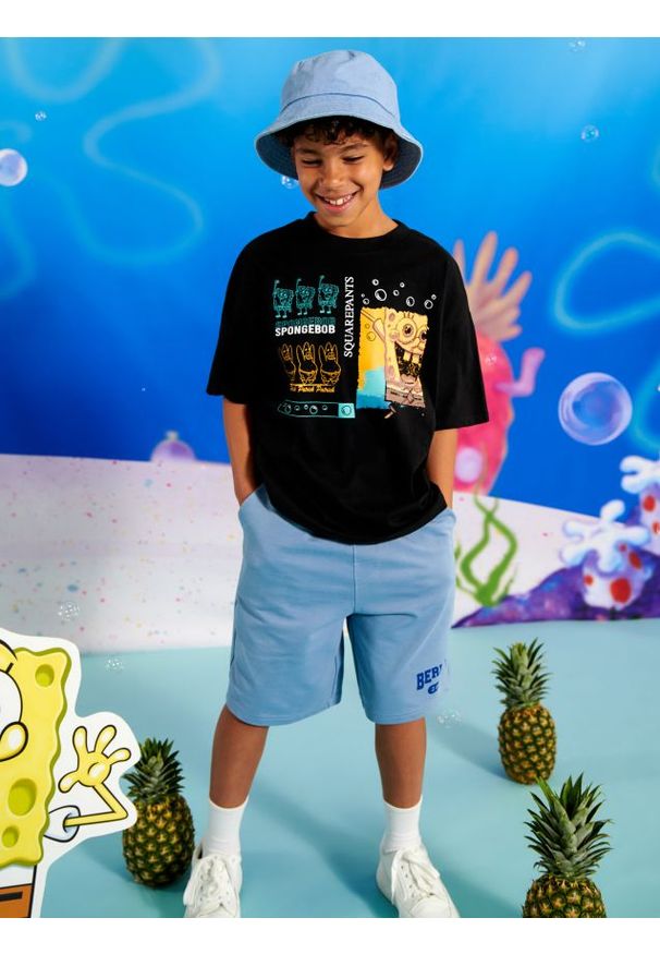Sinsay - Koszulka SpongeBob - czarny. Kolor: czarny. Materiał: bawełna. Wzór: nadruk