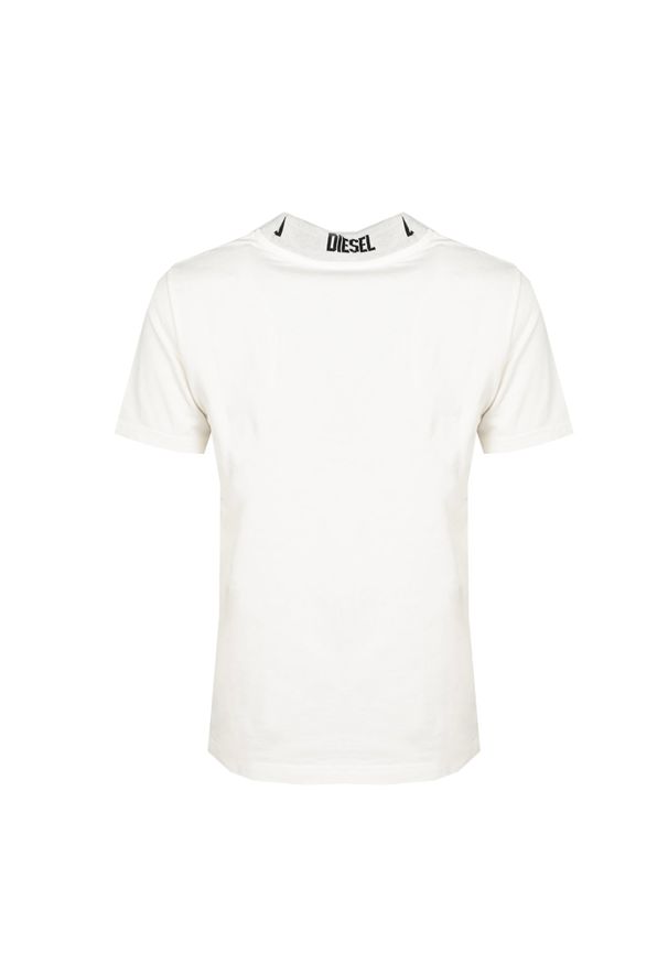 Diesel T-shirt "T-Reg" | A06780-0JFAX | Kobieta | Biały. Okazja: na co dzień. Typ kołnierza: kołnierzyk stójkowy. Kolor: biały. Materiał: bawełna. Styl: elegancki, casual