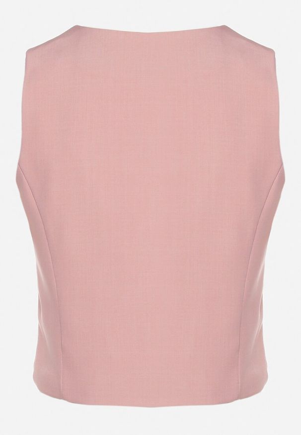 Born2be - Różowa Kamizelka Garniturowa na Guziki Raelitha. Kolor: różowy. Materiał: jeans. Wzór: aplikacja. Sezon: wiosna, jesień. Styl: elegancki