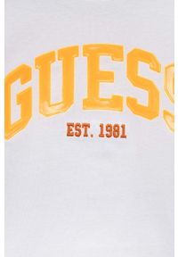 Guess t-shirt bawełniany dziecięcy kolor biały wzorzysty. Okazja: na co dzień. Kolor: biały. Materiał: bawełna. Wzór: haft. Styl: casual #3