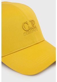 C.P. Company czapka bawełniana kolor żółty z aplikacją. Kolor: żółty. Materiał: bawełna. Wzór: aplikacja #3